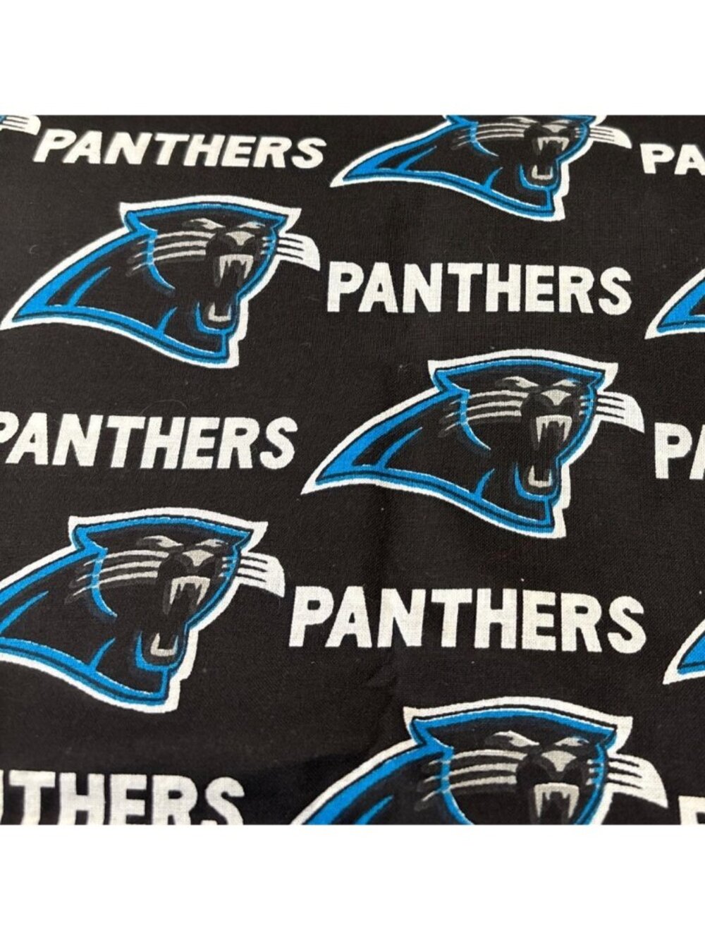 Carolina Panthers Logo Cotton Fabric 19" x 60” Black/Blue Fan Craft